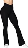 Sunzel Leggings Acampanados, Pantalones de Yoga Cruzados con Control de Abdomen, Cintura Alta y...