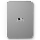 LaCie Unidad móvil de 2 TB Disco Duro Externo portátil - Moon Silver, USB-C 3.2, para PC y Mac,...