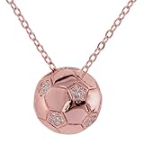 LuckyLy Collar Mujer de Balón de Fútbol Soccer con Zirconia Cúbica, Cadena y Dije con Baño de...