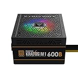 GAMDIAS - Fuente de alimentación de 600 W de Bronce, Fuente de alimentación RGB para PC para...