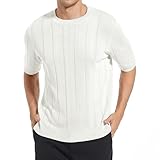 playera de punto de manga corta con cuello redondo para hombre, color sólido, básica, elástica,...