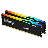 Kingston Fury Beast Black RGB Expo DDR5, Memoria Gamer para PC, Capacidad: 32GB Kit (2x16GB),...