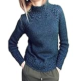 Suéteres de otoño para mujer, suéter de punto trenzado con cuello alto para mujer, color liso,...