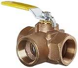 Apollo 70-600 Series Bronze Ball Valve, Two Piece, 3-Port Diverting, Lever, 2' NPT Female