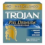 Condón Trojan® Piel Desnuda®, paquete con 54 piezas de condones de latex ultra delgado