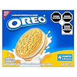 Oreo Galletas Sabor Vainilla con Relleno Sabor Vainilla, Caja con 4 Paquetes de 6 Galletas, 63 gr...