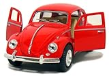 Kinsmart - Juguete Volkswagen Beetle clásico fundido a presión rojo de 1967 con acción retráctil...