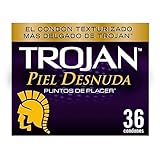 Condón Trojan® Piel Desnuda® Puntos de placer, paquete con 36 piezas de condones de latex...