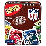 Mattel Games UNO NFL - Juego de Cartas para niños y Adultos, Juego de Viaje con Logotipos del...