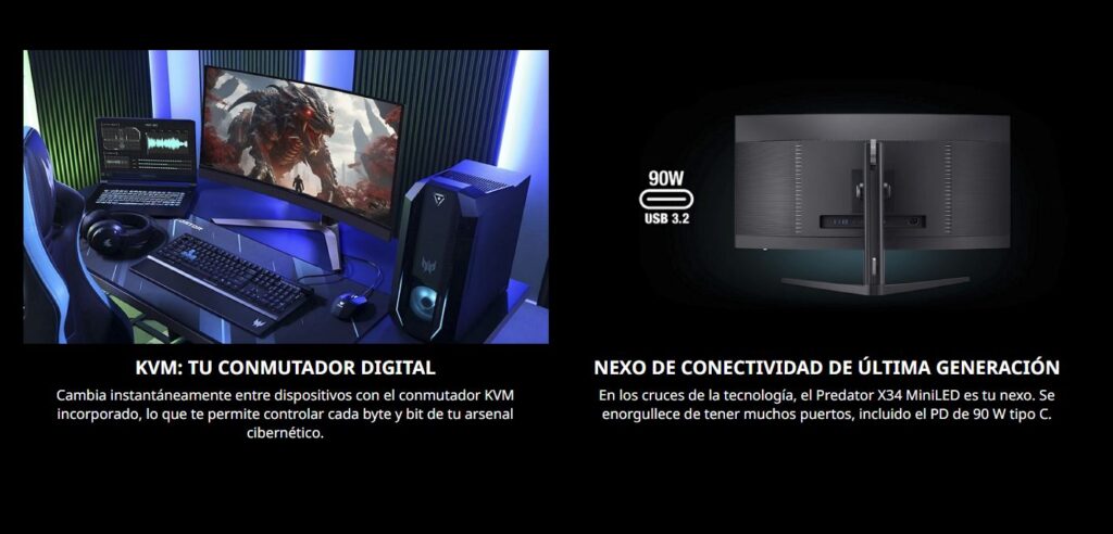 Acer Predator X34 V3 QHD Monitor Gamer Conectividad