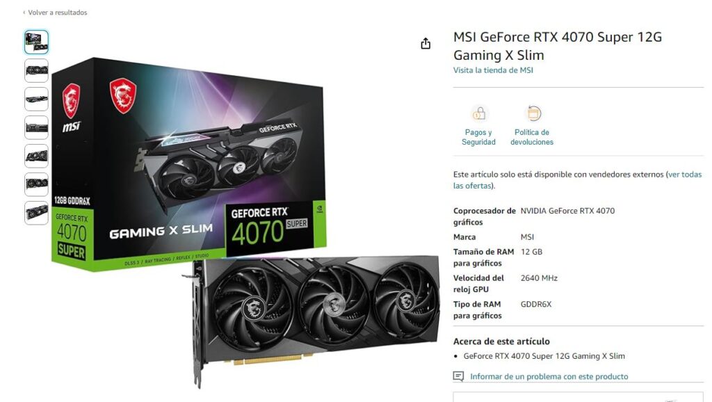 MSI Gaming Slim X GeForce RTX 4070 Super Mexico Amazon