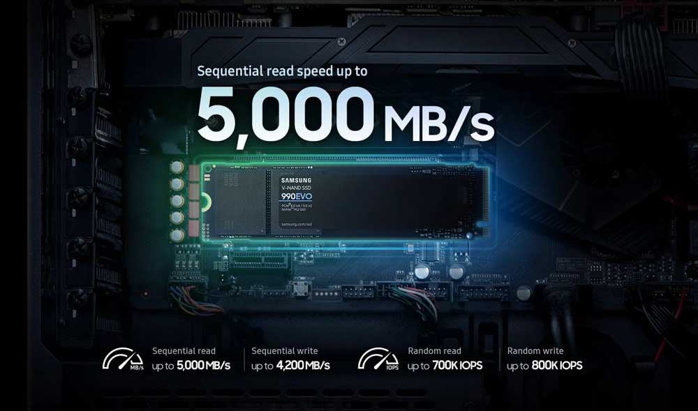 Samsung 990 EVO SSD PCIe Gen 5 Velocidad
