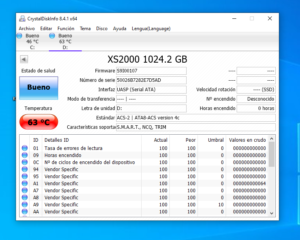 Kingston XS2000 1TB SSD Externa AS SSD Temperatura Carga