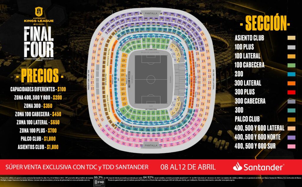 Estadio Azteca CDMX Americas Kings League Santander 2024 Boletos Precios