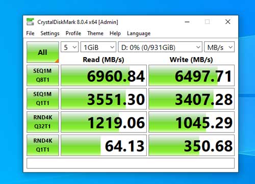 Teamgroup T-FORCE CARDEA A440 1TB SSD CrystalDiskMark Sin Cooler